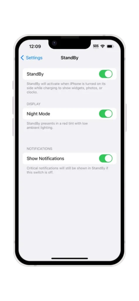 enable standby mode in iOS 17